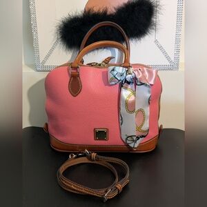Dooney Bourke Definitive Pebble Grain Vacchetta Trim w/FREE PURSE PILLOW Satchel